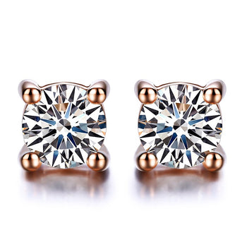 .20 Carat Round Cut Diamond Solitaire Stud Earrings in Rose Gold