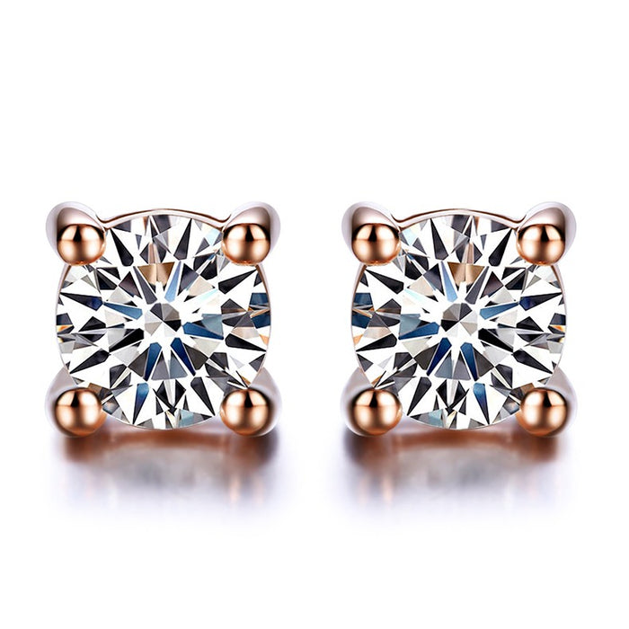 .20 Carat Round Cut Diamond Solitaire Stud Earrings in Rose Gold