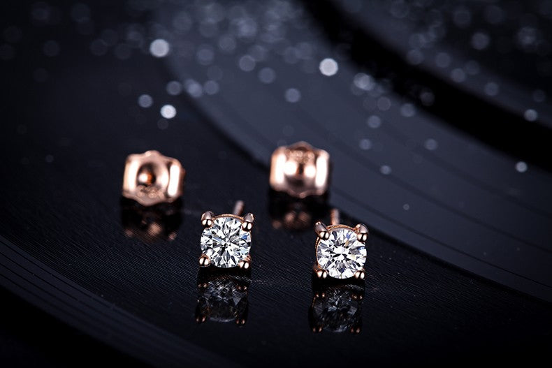 .20 Carat Round Cut Diamond Solitaire Stud Earrings in Rose Gold