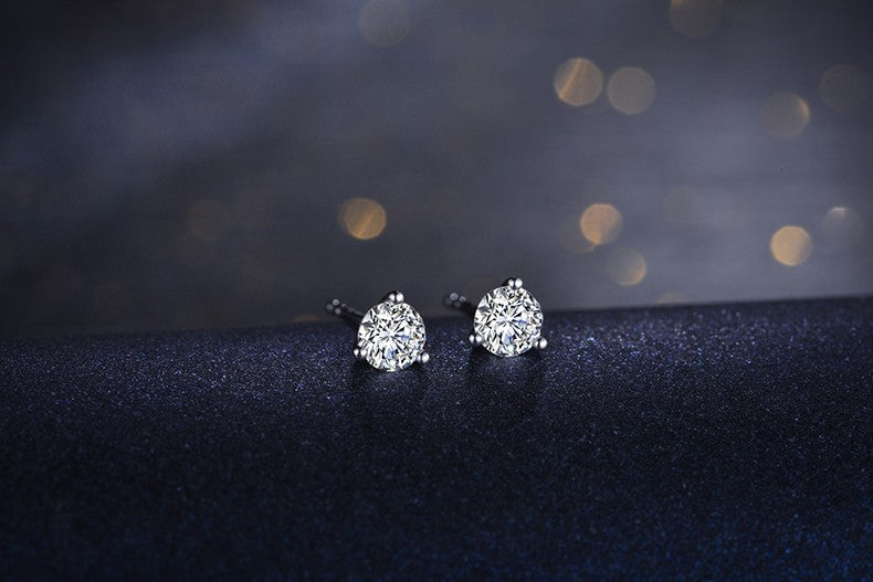 .33 Carat Round Cut Diamond 3 Prong Stud Earrings in White Gold