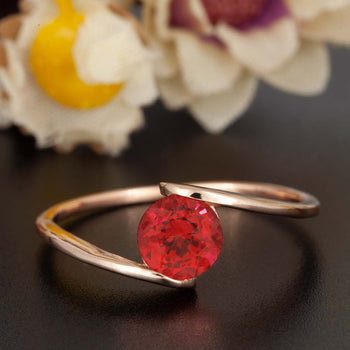 1.25 Carat Round Cut Ruby and Diamond Engagement Ring in 9k Rose Gold Glamorous Ring