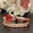 2 Carat Round Cut Ruby and Diamond Trio Wedding Ring Set in 9k Rose Gold Glamorous Ring