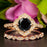 Vintage 1.50 Carat Round Cut Black Diamond and Diamond Wedding Ring  Set in Rose Gold