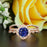 Vintage 2 Carat Round Cut Sapphire and Diamond Wedding Ring Set in Rose Gold