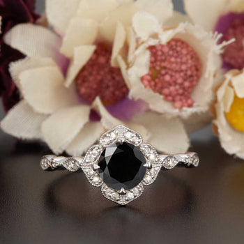 Small black sales diamond engagement rings