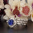 Vintage 2 Carat Round Cut Sapphire and Diamond Trio Wedding Ring Set in White Gold