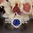 Vintage 2 Carat Round Cut Sapphire and Diamond Engagement Trio Wedding Ring Set in White Gold