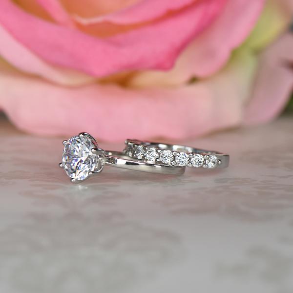 Solitaire with channel deals set wedding band