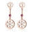 Snowflake .15 Carat Round Cut Pink Sapphire and Diamond Drop Stud Earrings in Rose Gold