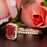 Exquisite 1.5 Carat Emerald Cut Ruby and Diamond Wedding Ring Set in 9k Rose Gold