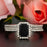 Exquisite 2 Carat Emerald Cut Black Diamond and Diamond Trio Wedding Ring Set in White Gold