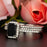 Exquisite 2 Carat Emerald Cut Black Diamond and Diamond Trio Wedding Ring Set in White Gold
