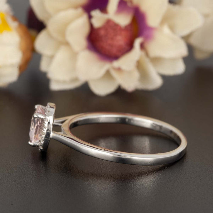 Splendid 1.25 Carat Cushion Cut Sapphire and Diamond Engagement Ring in 9k White Gold
