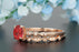 Stunning 1.5 Carat Round Cut Ruby and Diamond Bridal Ring Set in 9k Rose Gold