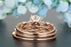 Stunning 2 Carat Round Cut Sapphire and Diamond Trio Bridal Ring Set in Rose Gold