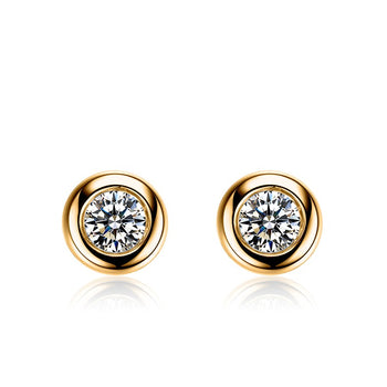 .50 Carat Round Cut Diamond Bezel Stud Earrings in Yellow Gold