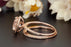 1.50 Carat Cushion Cut Peach Morganite and Diamond Bridal Ring Set in Rose Gold Flawless Ring
