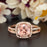 1.5 Carat Cushion Cut Peach Morganite and Diamond with Matching Wedding Band in 9k Rose Gold Flawless Ring