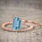 Perfect 1.25 Carat Emerald Cut Aquamarine and Diamond Bridal Ring Set in Rose Gold
