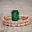 Artdeco 1.50 Carat emerald cut Emerald and Diamond Trio Wedding Bridal Ring Set Rose Gold