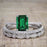 Artdeco 1.50 Carat emerald cut Emerald and Diamond Trio Wedding Bridal Ring Set White Gold
