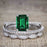 1.50 Carat emerald cut Emerald and Diamond Solitaire Trio Wedding Bridal Ring Set in White Gold