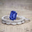 1.50 Carat Emerald Cut Sapphire and Diamond Solitaire Trio Wedding Bridal Ring Set in White Gold