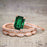 1.50 Carat emerald cut Emerald and Diamond Solitaire Trio Wedding Bridal Ring Set in Rose Gold