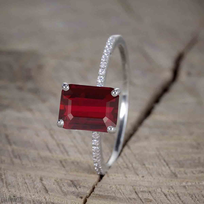 Beautiful 1 Carat Ruby cut Ruby Solitaire Engagement Ring for Women in White Gold