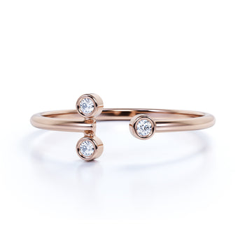 Open Stacking Ring with Bezel Set Round Diamonds in Rose Gold