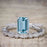 Art Deco 2 Carat Emerald Cut Aquamarine and Diamond Trio Wedding Bridal Ring Set White Gold
