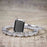 Art Deco 1.50 Carat Emerald Cut Black Diamond Wedding Bridal Ring Set in White Gold