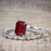 Artdeco 1.25 Carat Ruby cut Ruby and Diamond Wedding Bridal Ring Set in White Gold