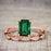 Bestselling 1.50 Carat emerald cut Emerald and Diamond Trio Wedding Ring Set in Rose Gold