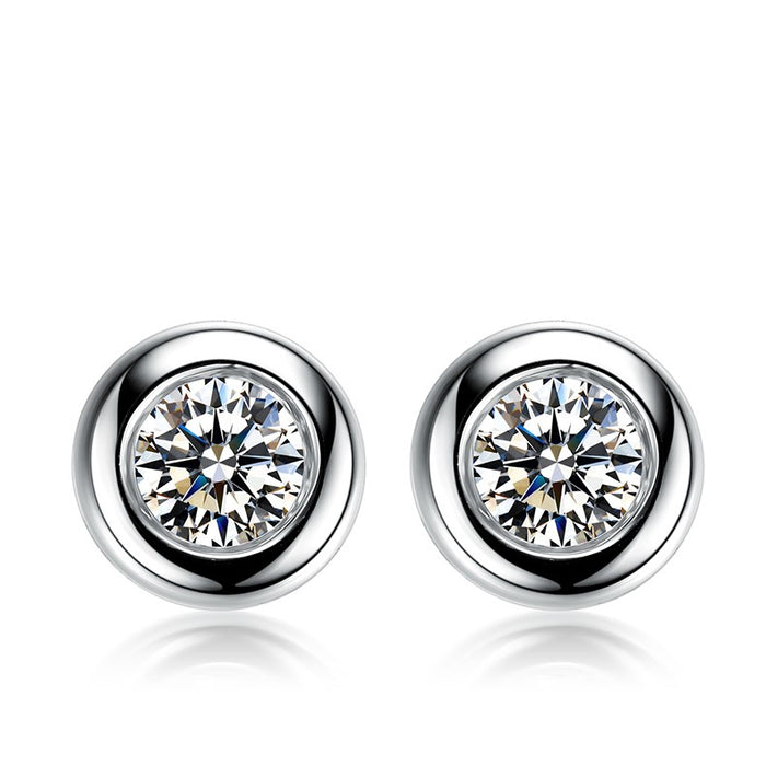 .50 Carat Round Cut Diamond Bezel Stud Earrings in White Gold