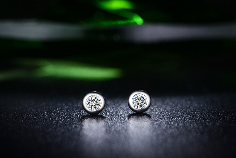.50 Carat Round Cut Diamond Bezel Stud Earrings in White Gold
