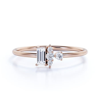 Delicate Diamond Stacking Wedding Ring Band in Rose Gold