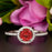 1.25 Carat Round Cut Halo Ruby and Diamond Engagement Ring in 9k White Gold