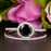 1.5 Carat Round Cut Halo Black Diamond and Diamond Wedding Ring Set in 9k White Gold