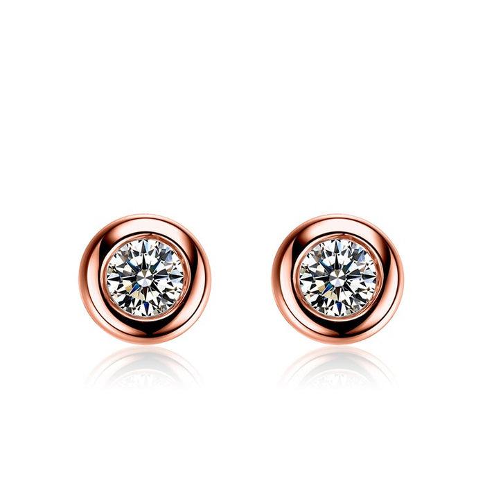 .50 Carat Round Cut Diamond Bezel Stud Earrings in Rose Gold
