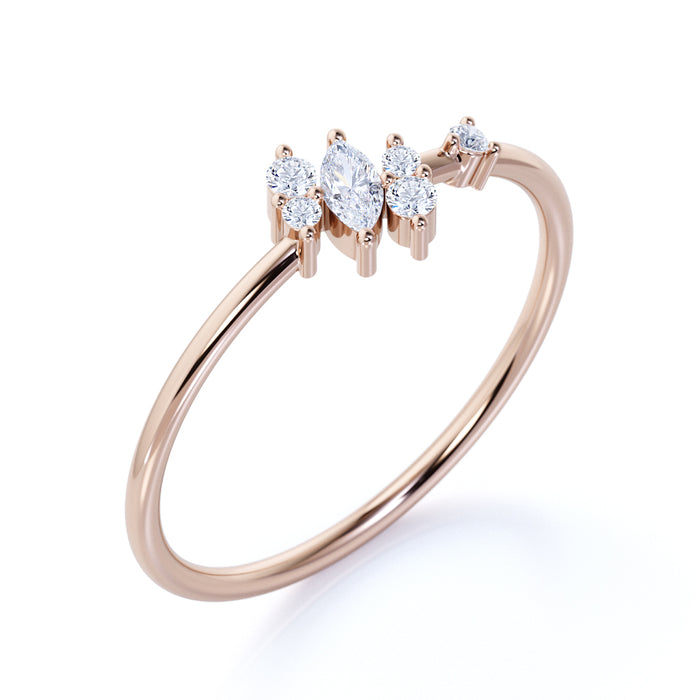 Charming Diamond Stacking Wedding Ring Band in Rose Gold