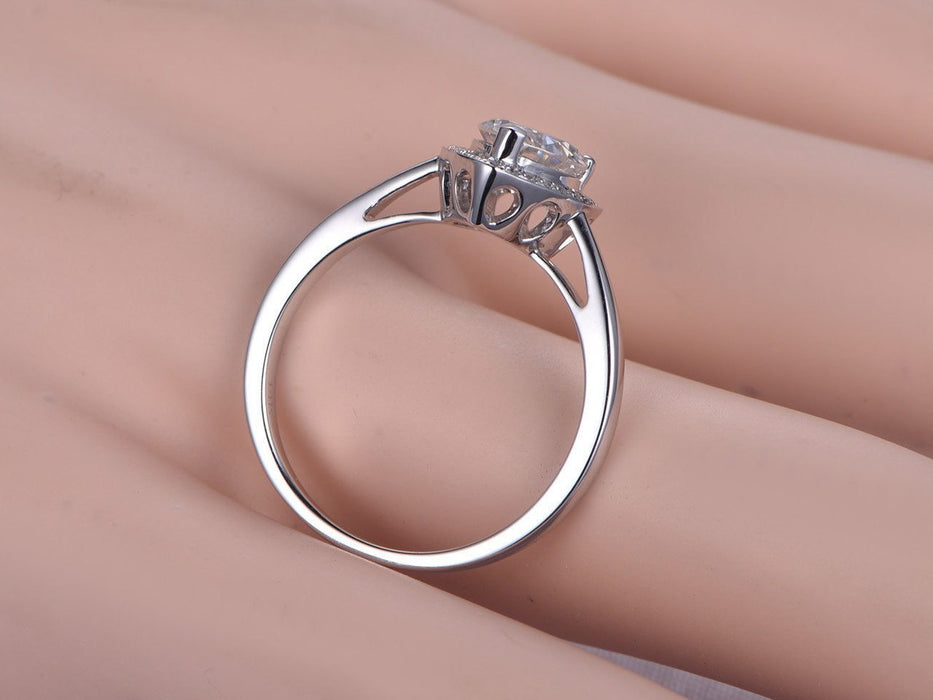 1.25 Carat Heart Shape Moissanite and Diamond Engagement Ring in White Gold