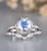 Floral 2 Carat Round Cut Blue Moonstone and Diamond Art Deco Bridal Set in White Gold