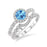 Perfect 2 Carat Round Cut Aquamarine and Diamond Halo Wedding Ring Set in White Gold