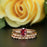 2 Carat Oval Cut Ruby and Diamond Trio Wedding Ring Set in 9k Rose Gold Elegant Ring