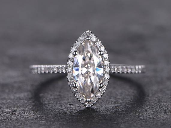 18k White Gold Marquise Cut Moissanite Ring #GTJ3954-marquise-fo-18w -  Gerry The Jeweler