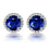2.50 Carat Round Cut Sapphire and Diamond Halo Stud Earrings in White Gold
