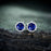 2.50 Carat Round Cut Sapphire and Diamond Halo Stud Earrings in White Gold