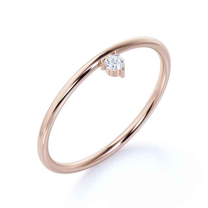 Simple Solitaire Diamond Stacking Ring in Rose Gold