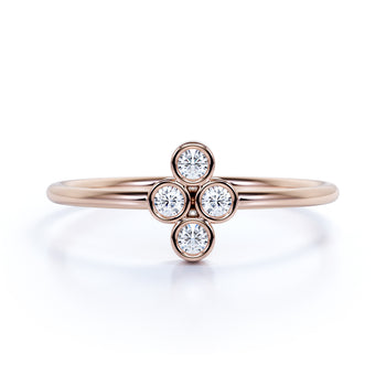 4 Stone Round Cut Diamond Stackable Ring  in Rose Gold